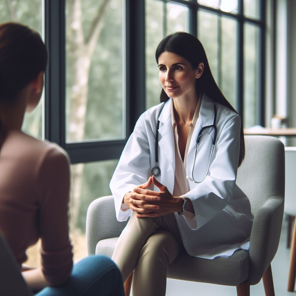 Doctor talking with patient